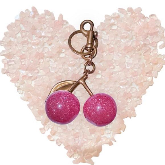 Cherry Keychain with Pink Glitter - Picture 3 of 13
